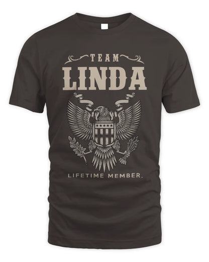 LINDA TP06-K82 – Personalized Classic Style Apparel “Team NAME Lifetime Member” - Unisex Standard T-Shirt - Dark Chocolate