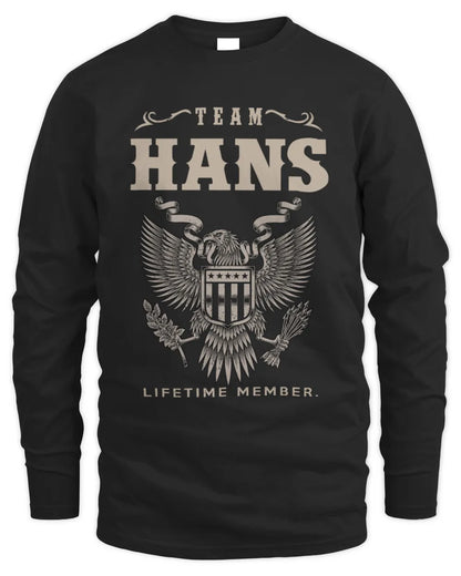 HANS TP06-K82 – Personalized Classic Style Apparel “Team NAME Lifetime Member” - Men's Long Sleeved T-Shirt - Black