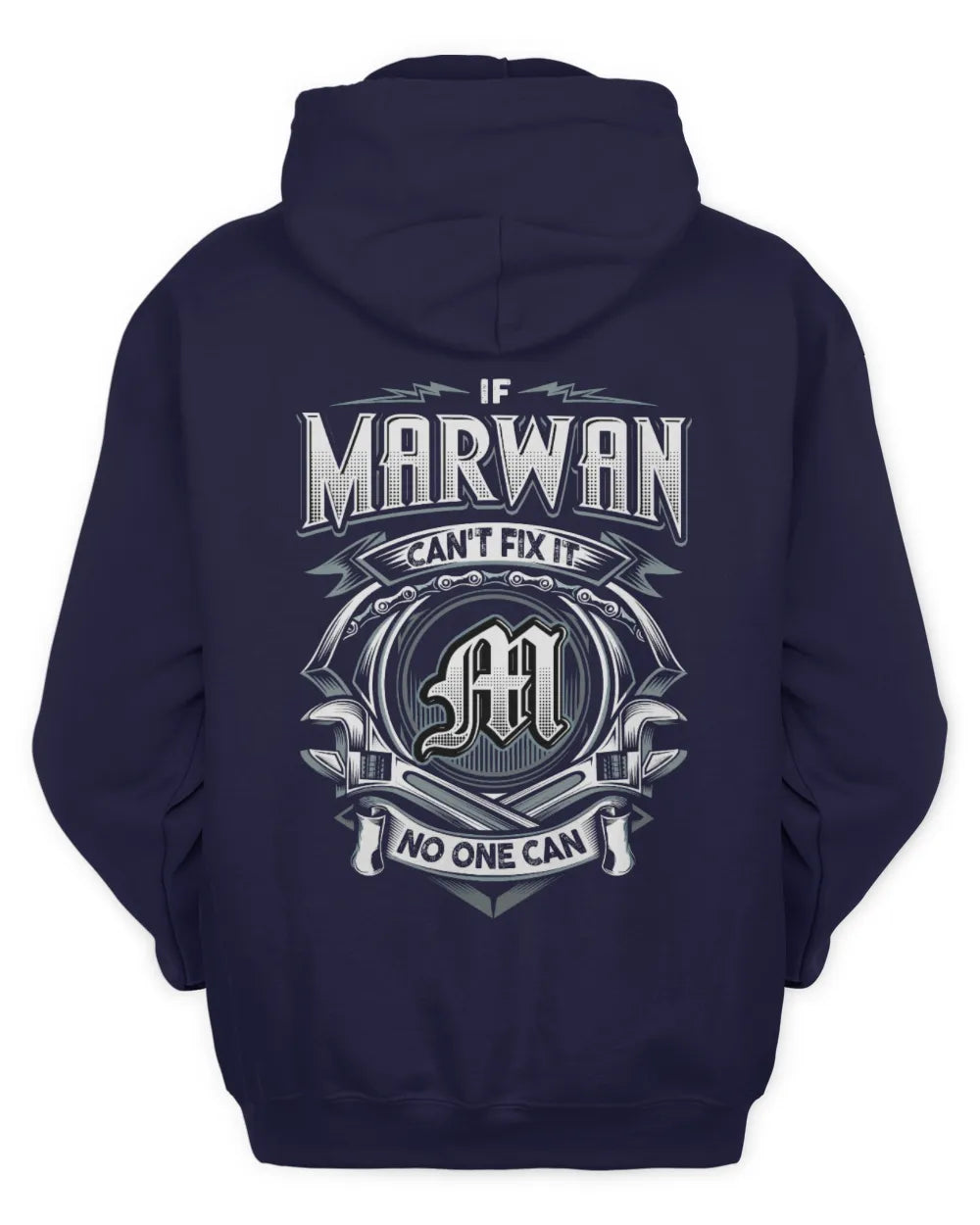 MARWAN AP81-K4-626 - Personalized Ahmed Quote Apparel “If Ahmed Can't Fix It, No One Can” - Unisex Hoodie - Navy