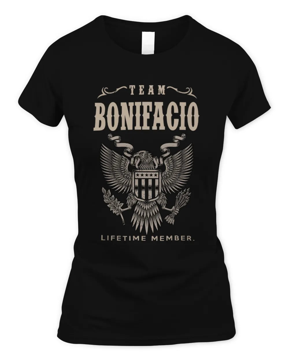 BONIFACIO TP06-K82 – Personalized Classic Style Apparel “Team NAME Lifetime Member” - Women's Standard T-Shirt - Black