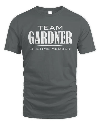 GARDNER BL62-K4-128 - Personalized “Team NAME Lifetime Member” - Unisex Standard T-Shirt - Charcoal
