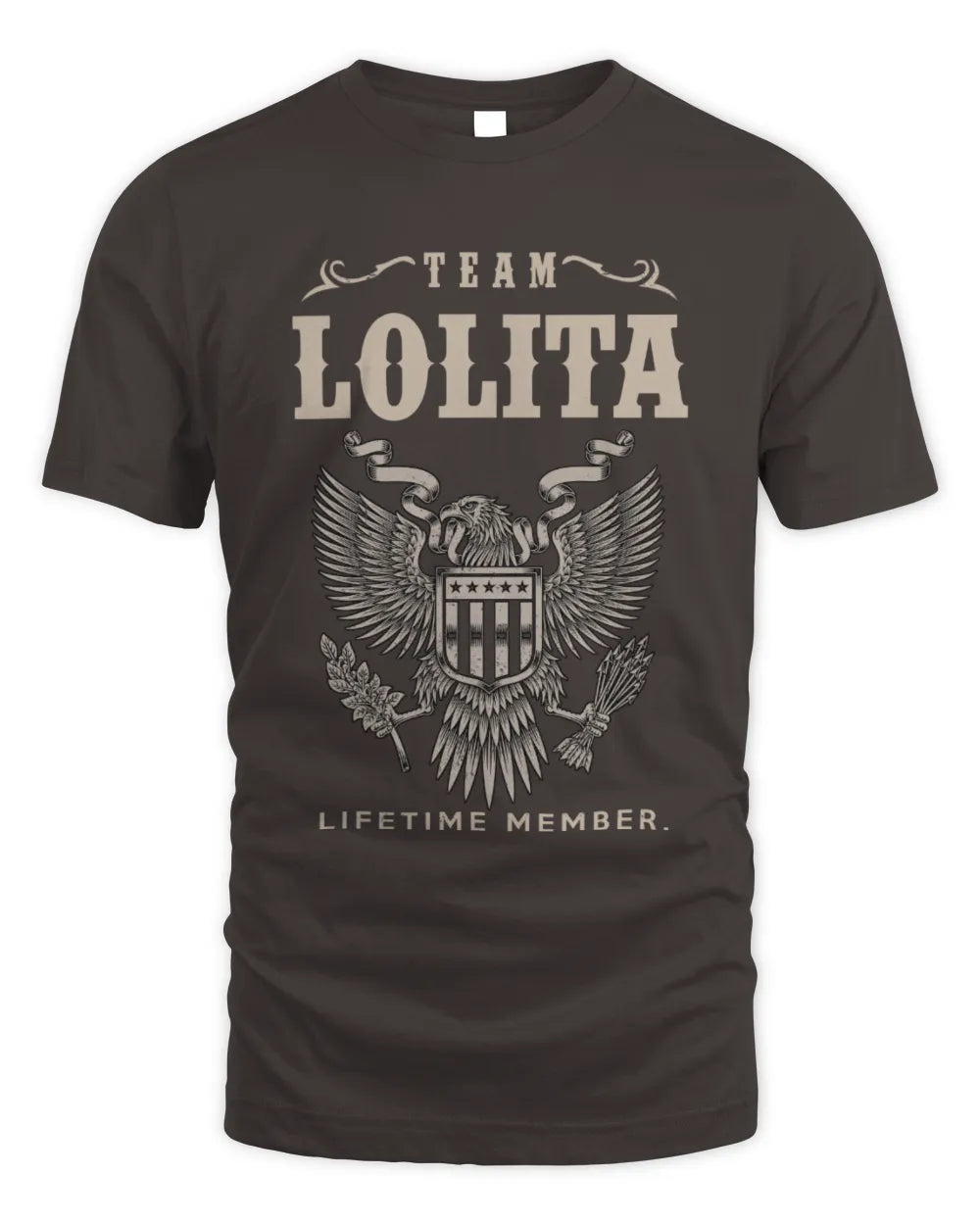 LOLITA TP06-K82 – Personalized Classic Style Apparel “Team NAME Lifetime Member” - Unisex Standard T-Shirt - Dark Chocolate