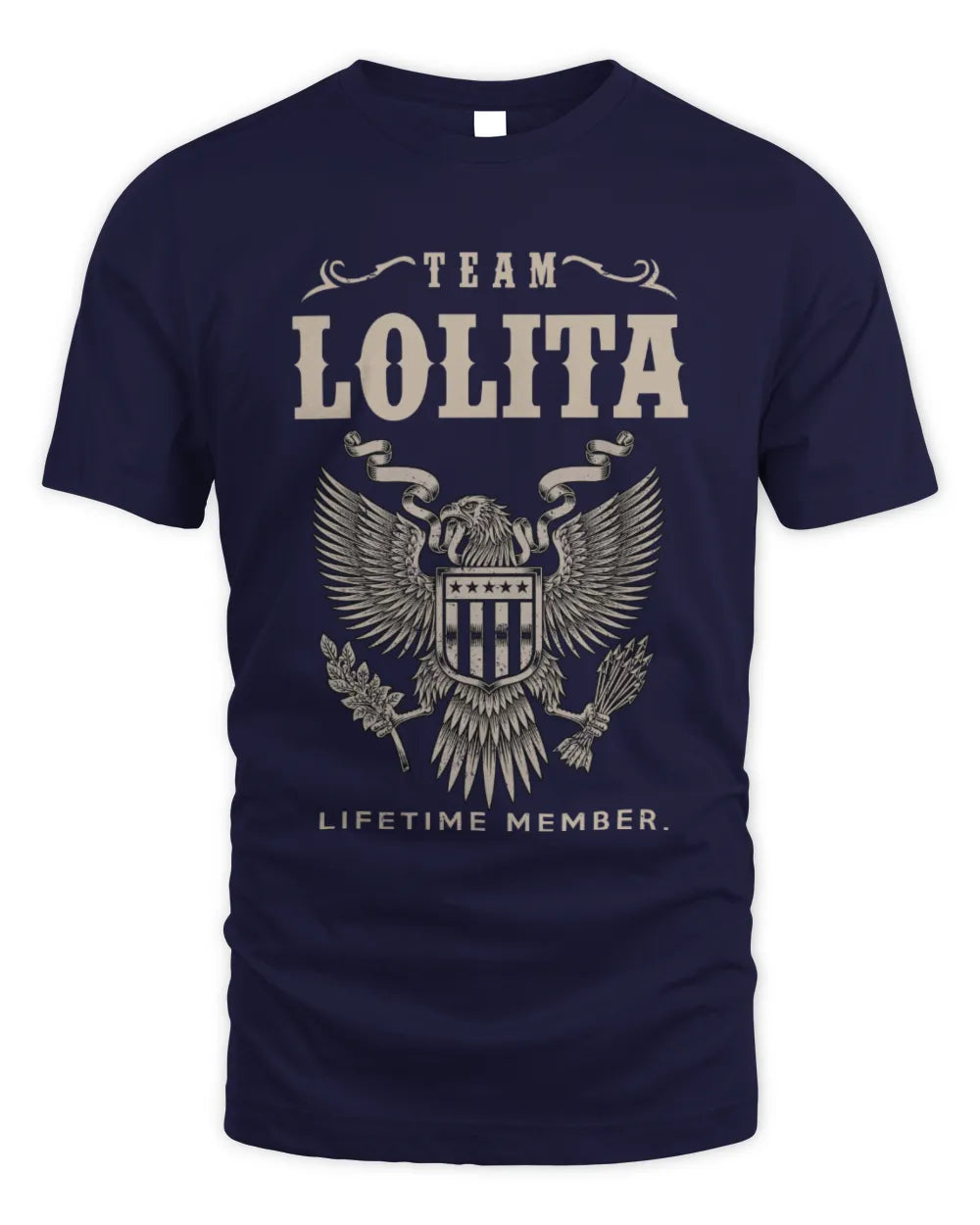 LOLITA TP06-K82 – Personalized Classic Style Apparel “Team NAME Lifetime Member” - Unisex Standard T-Shirt - Navy