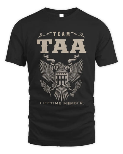 TAA TP06-K82 – Personalized Classic Style Apparel “Team NAME Lifetime Member” - Unisex Standard T-Shirt - Black