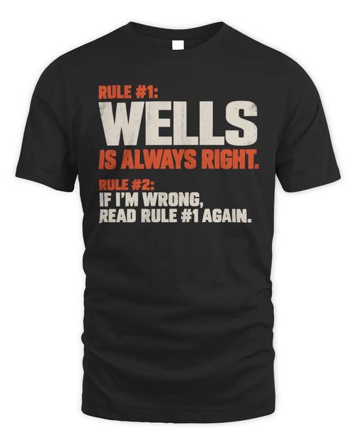 WELLS NP1-H006 
Always Right Personalized Name T-Shirt – Funny Custom Name Shirt - Unisex Standard T-Shirt - Black