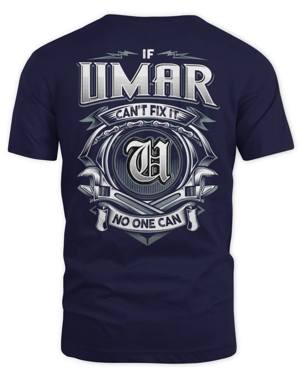 UMAR AP81-K4-626 - Personalized Ahmed Quote Apparel “If Ahmed Can't Fix It, No One Can” - Unisex Standard T-Shirt - Navy