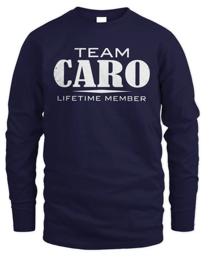 CARO BL62-K4-128 - Personalized “Team NAME Lifetime Member” - Men's Long Sleeved T-Shirt - Navy