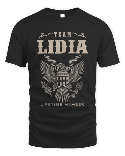 LIDIA TP06-K82 – Personalized Classic Style Apparel “Team NAME Lifetime Member” - Unisex Standard T-Shirt - Black