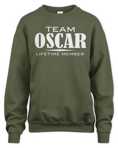 OSCAR BL62-K4-128 - Personalized “Team NAME Lifetime Member” - Unisex Sweatshirt - Military Green