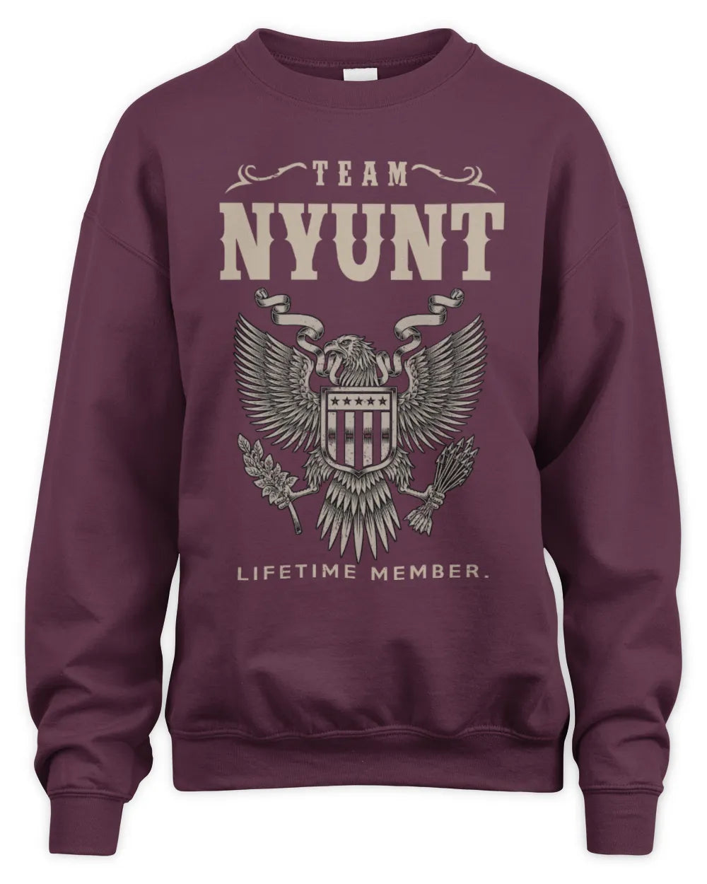 NYUNT TP06-K82 – Personalized Classic Style Apparel “Team NAME Lifetime Member” - Unisex Sweatshirt - Maroon