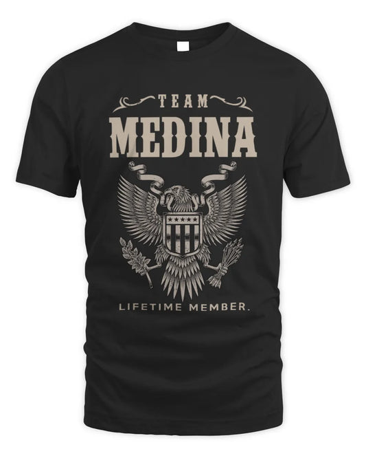 MEDINA TP06-K82 – Personalized Classic Style Apparel “Team NAME Lifetime Member” - Unisex Standard T-Shirt - Black