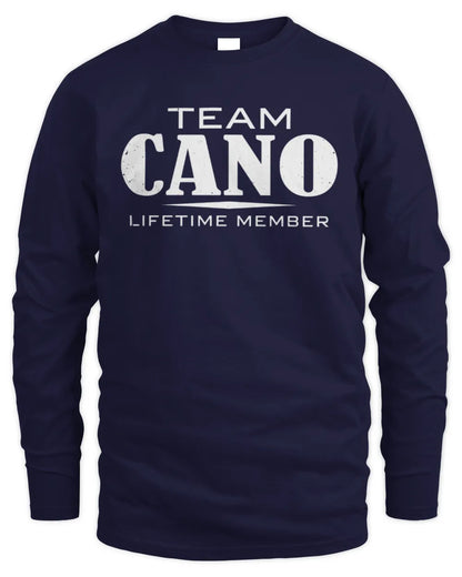 CANO BL62-K4-128 - Personalized “Team NAME Lifetime Member” - Men's Long Sleeved T-Shirt - Navy