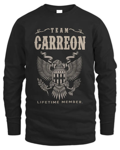 CARREON TP06-K82 – Personalized Classic Style Apparel “Team NAME Lifetime Member” - Men's Long Sleeved T-Shirt - Black
