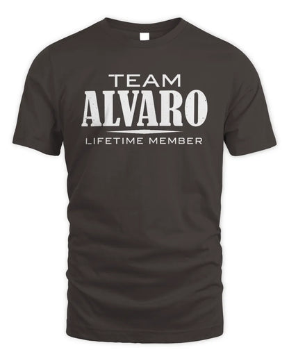 ALVARO BL62-K4-128 - Personalized “Team NAME Lifetime Member” - Unisex Standard T-Shirt - Dark Chocolate