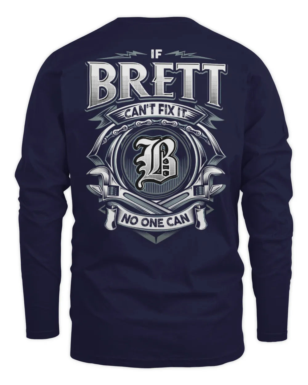 BRETT AP81-K4-626 - Personalized Ahmed Quote Apparel “If Ahmed Can't Fix It, No One Can” - Men's Long Sleeved T-Shirt - Navy