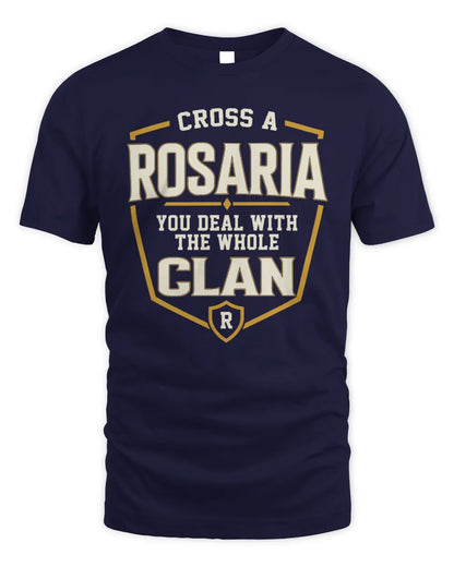 ROSARIA NT1-K008 Cross A/An NAME, You Deal With the Whole Clan | Personalized Vintage T-Shirt - Unisex Standard T-Shirt - Navy
