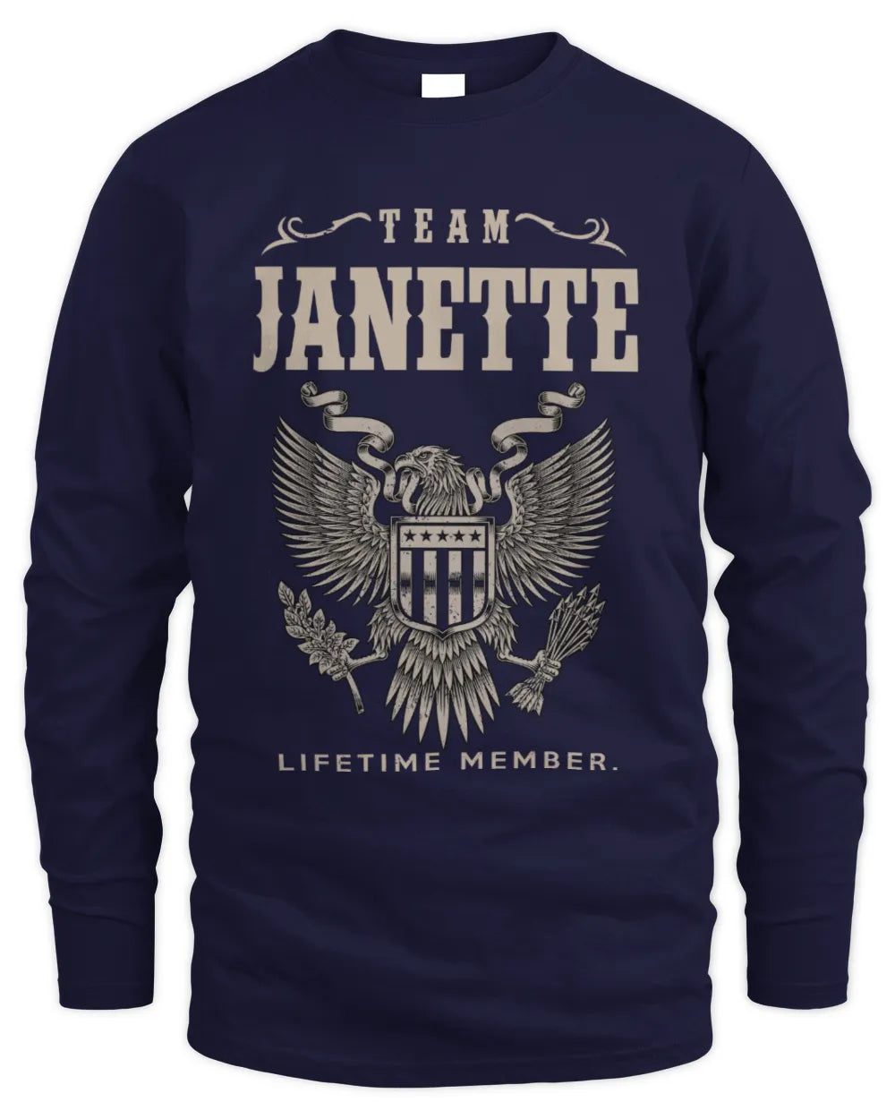 JANETTE TP06-K82 – Personalized Classic Style Apparel “Team NAME Lifetime Member” - Men's Long Sleeved T-Shirt - Navy