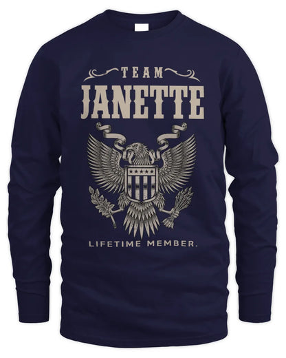 JANETTE TP06-K82 – Personalized Classic Style Apparel “Team NAME Lifetime Member” - Men's Long Sleeved T-Shirt - Navy