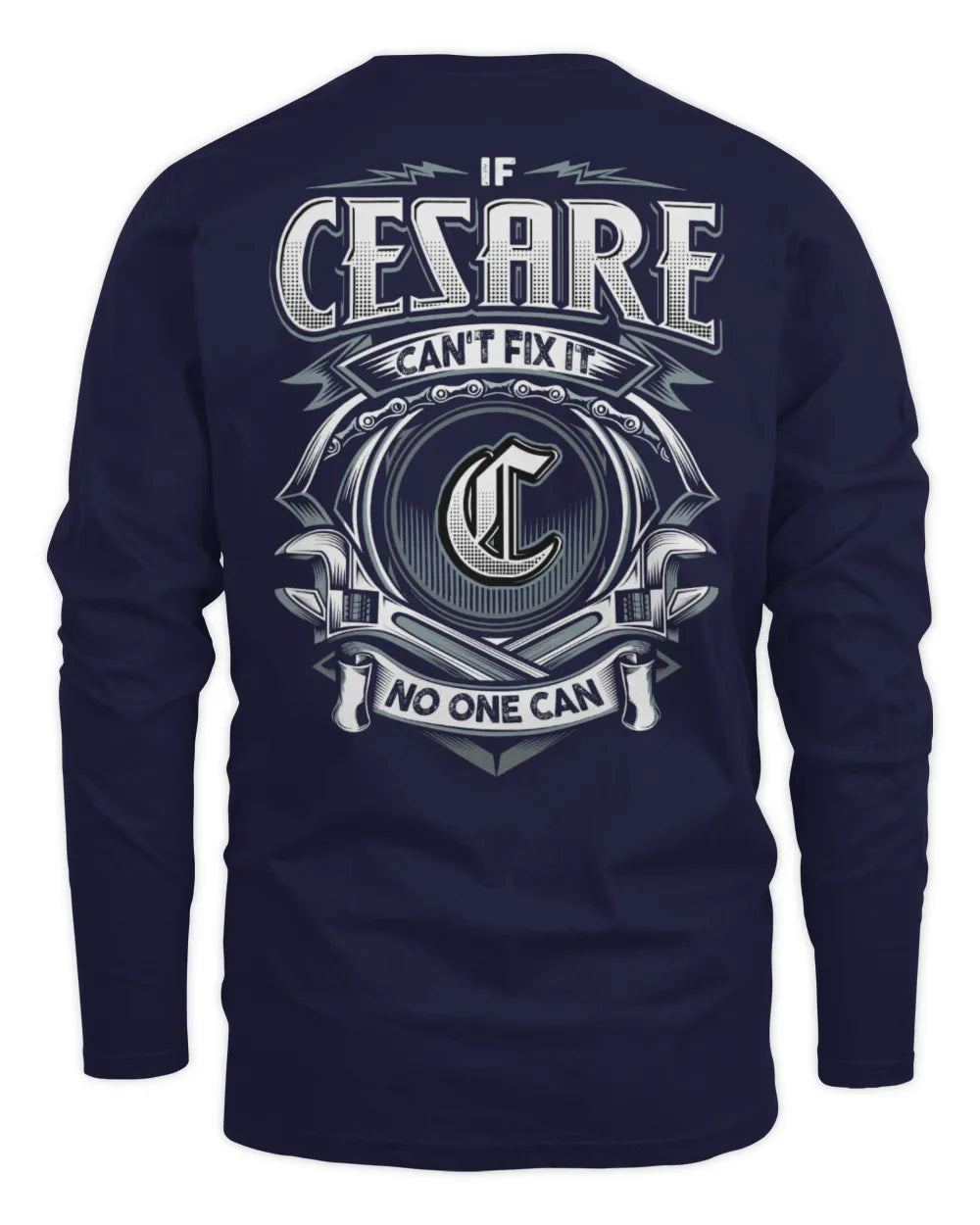 CESARE AP81-K4-626 - Personalized Ahmed Quote Apparel “If Ahmed Can't Fix It, No One Can” - Men's Long Sleeved T-Shirt - Navy