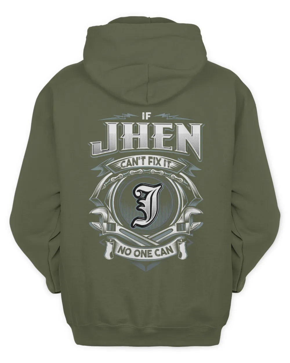 JHEN AP81-K4-626 - Personalized Ahmed Quote Apparel “If Ahmed Can't Fix It, No One Can” - Unisex Hoodie - Military Green
