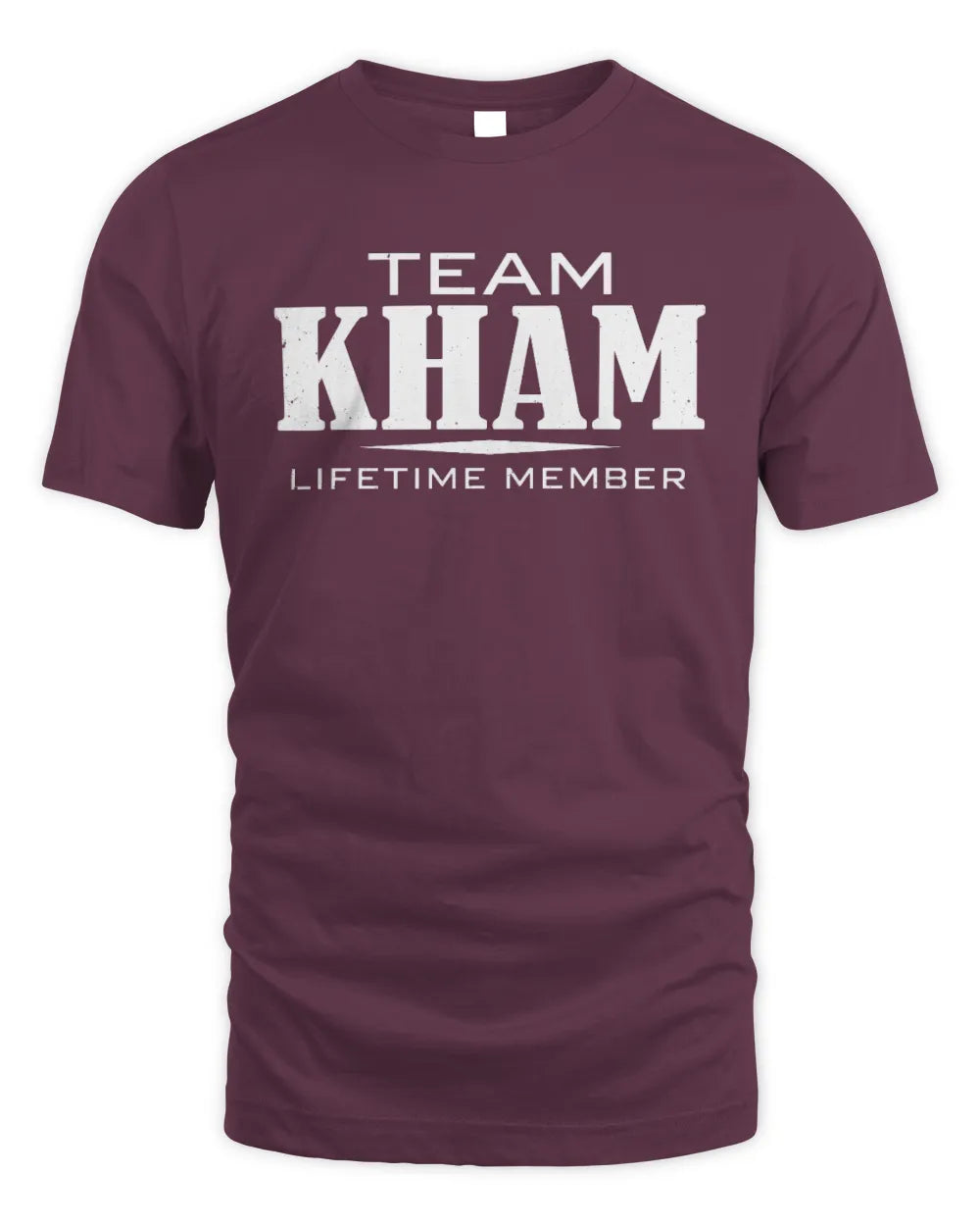 KHAM BL62-K4-128 - Personalized “Team NAME Lifetime Member” - Unisex Standard T-Shirt - Maroon