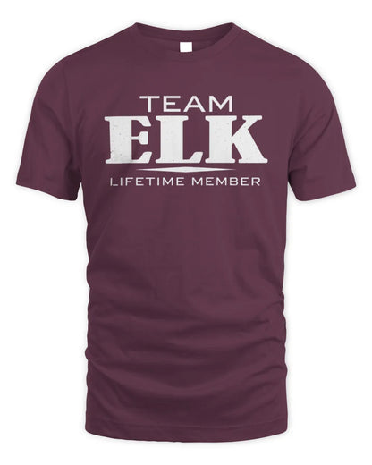 ELK BL62-K4-128 - Personalized “Team NAME Lifetime Member” - Unisex Standard T-Shirt - Maroon