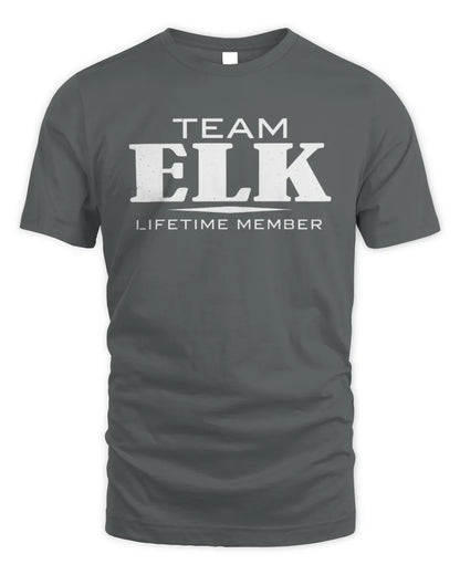 ELK BL62-K4-128 - Personalized “Team NAME Lifetime Member” - Unisex Standard T-Shirt - Charcoal
