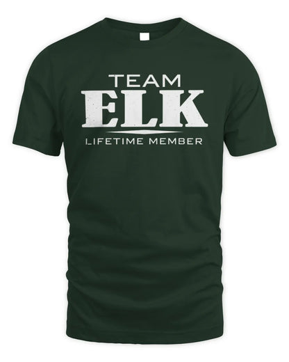 ELK BL62-K4-128 - Personalized “Team NAME Lifetime Member” - Unisex Standard T-Shirt - Forest Green