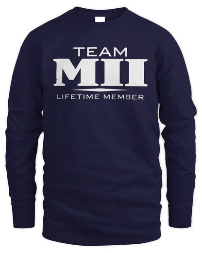 MII BL62-K4-128 - Personalized “Team NAME Lifetime Member” - Men's Long Sleeved T-Shirt - Navy