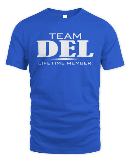 DEL BL62-K4-128 - Personalized “Team NAME Lifetime Member” - Unisex Standard T-Shirt - Royal