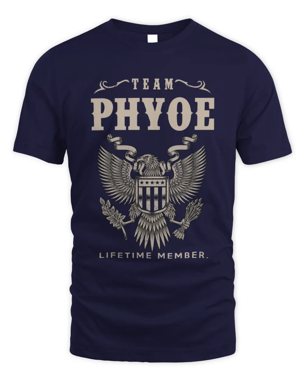 PHYOE TP06-K82 – Personalized Classic Style Apparel “Team NAME Lifetime Member” - Unisex Standard T-Shirt - Navy
