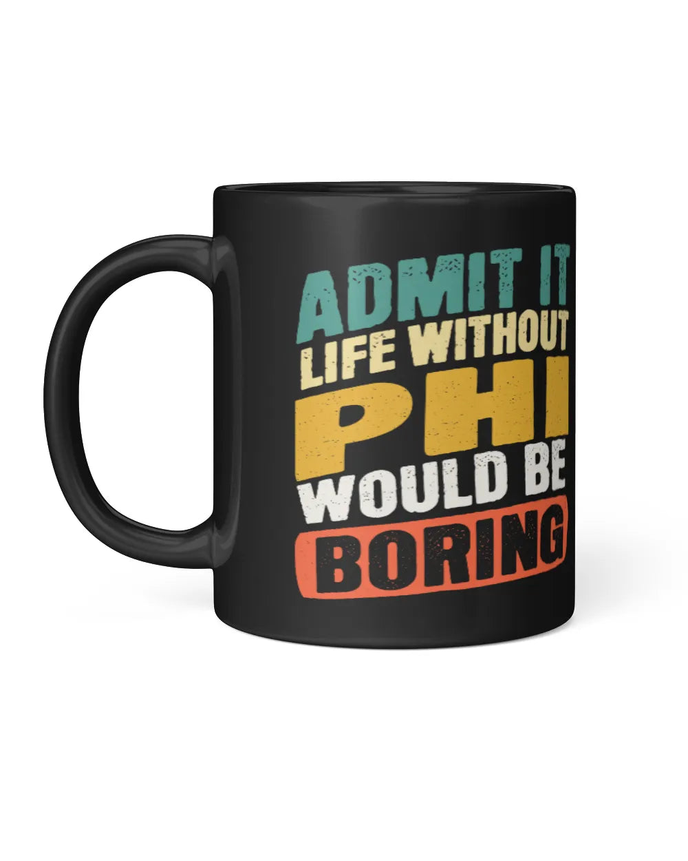 PHI CP01-H4 Personalized Black Mug – Custom Name Coffee Cup - Black Mug 11oz - Black