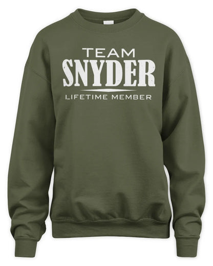 SNYDER BL62-K4-128 - Personalized “Team NAME Lifetime Member” - Unisex Sweatshirt - Military Green