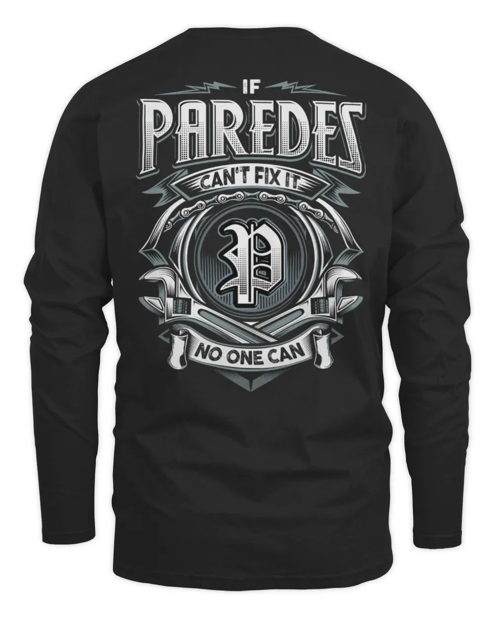 PAREDES AP81-K4-626 - Personalized Ahmed Quote Apparel “If Ahmed Can't Fix It, No One Can” - Men's Long Sleeved T-Shirt - Black