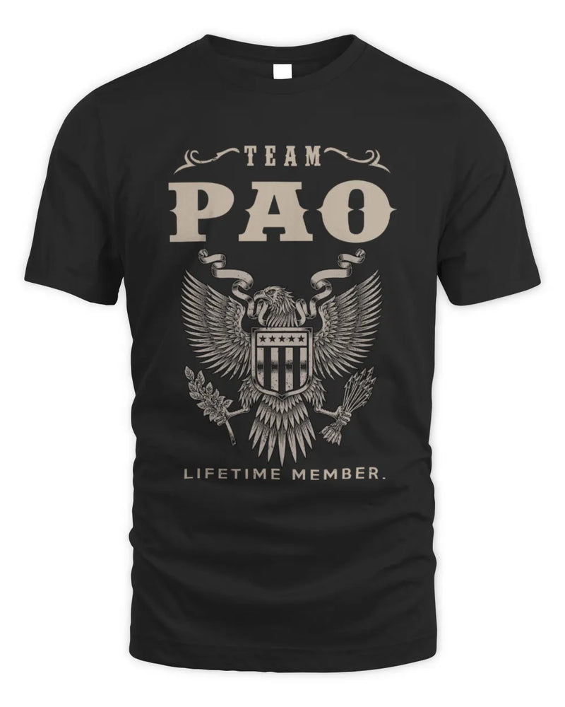 PAO TP06-K82 – Personalized Classic Style Apparel “Team NAME Lifetime Member” - Unisex Standard T-Shirt - Black