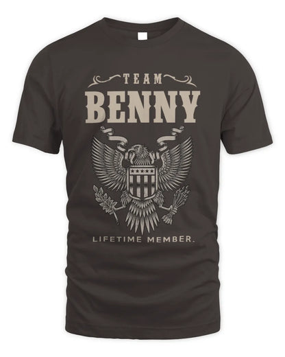 BENNY TP06-K82 – Personalized Classic Style Apparel “Team NAME Lifetime Member” - Unisex Standard T-Shirt - Dark Chocolate