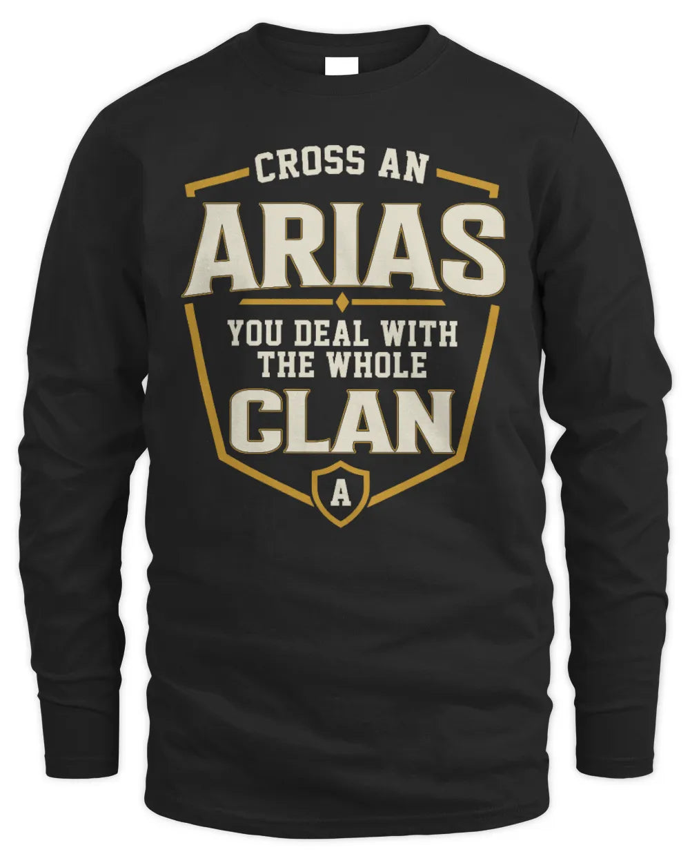 ARIAS NT1-K008 Cross A/An NAME, You Deal With the Whole Clan | Personalized Vintage T-Shirt - Men's Long Sleeved T-Shirt - Black