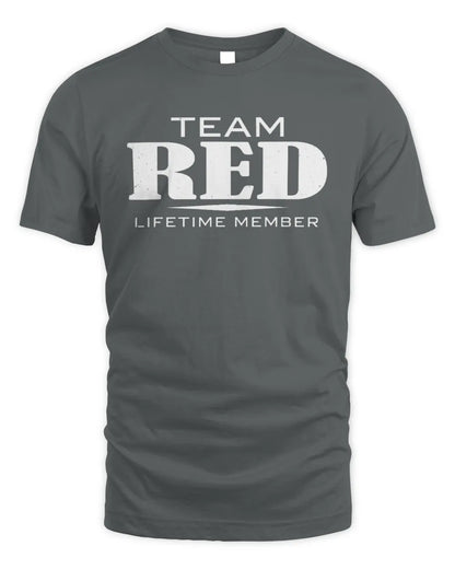 RED BL62-K4-128 - Personalized “Team NAME Lifetime Member” - Unisex Standard T-Shirt - Charcoal