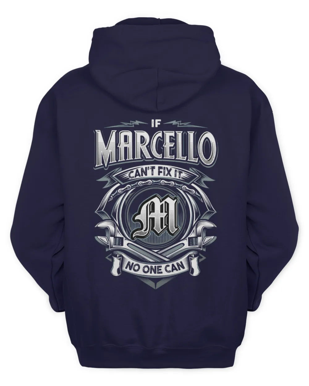 MARCELLO AP81-K4-626 - Personalized Ahmed Quote Apparel “If Ahmed Can't Fix It, No One Can” - Unisex Hoodie - Navy