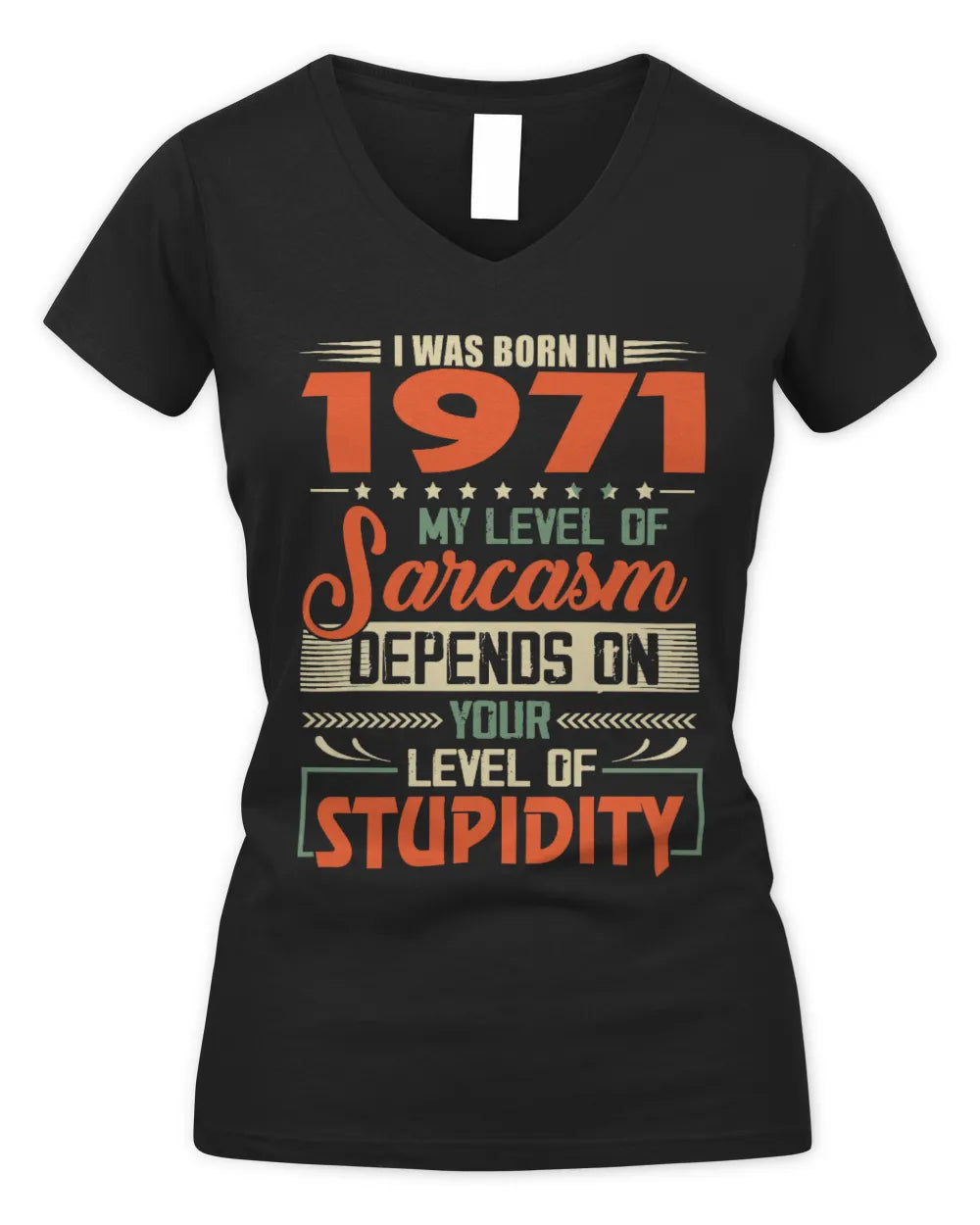 1971 HH89-K2 – Vintage Born to Be Sarcastic T-Shirt - Women's V-Neck T-Shirt - Black
