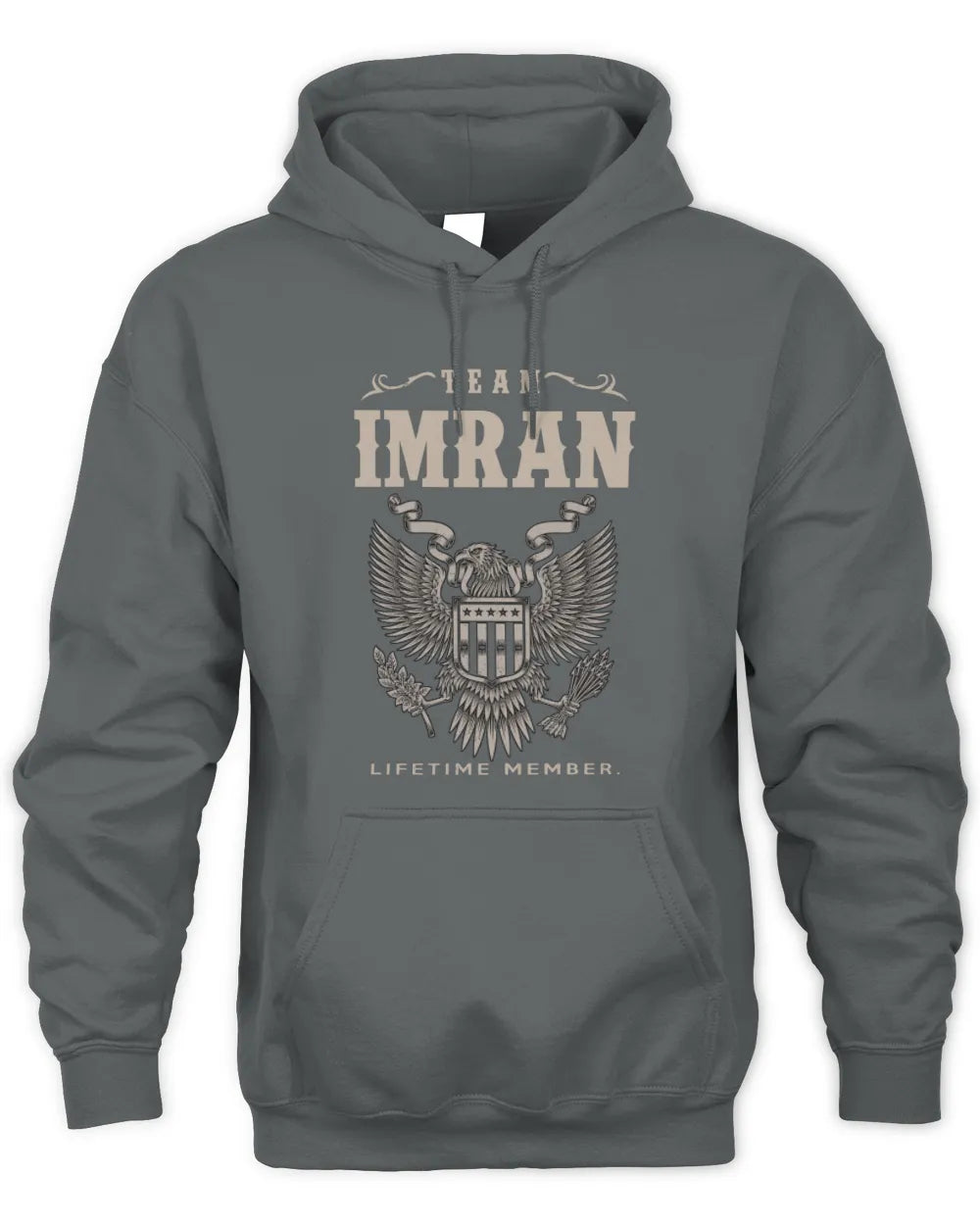IMRAN TP06-K82 – Personalized Classic Style Apparel “Team NAME Lifetime Member” - Unisex Hoodie - Charcoal
