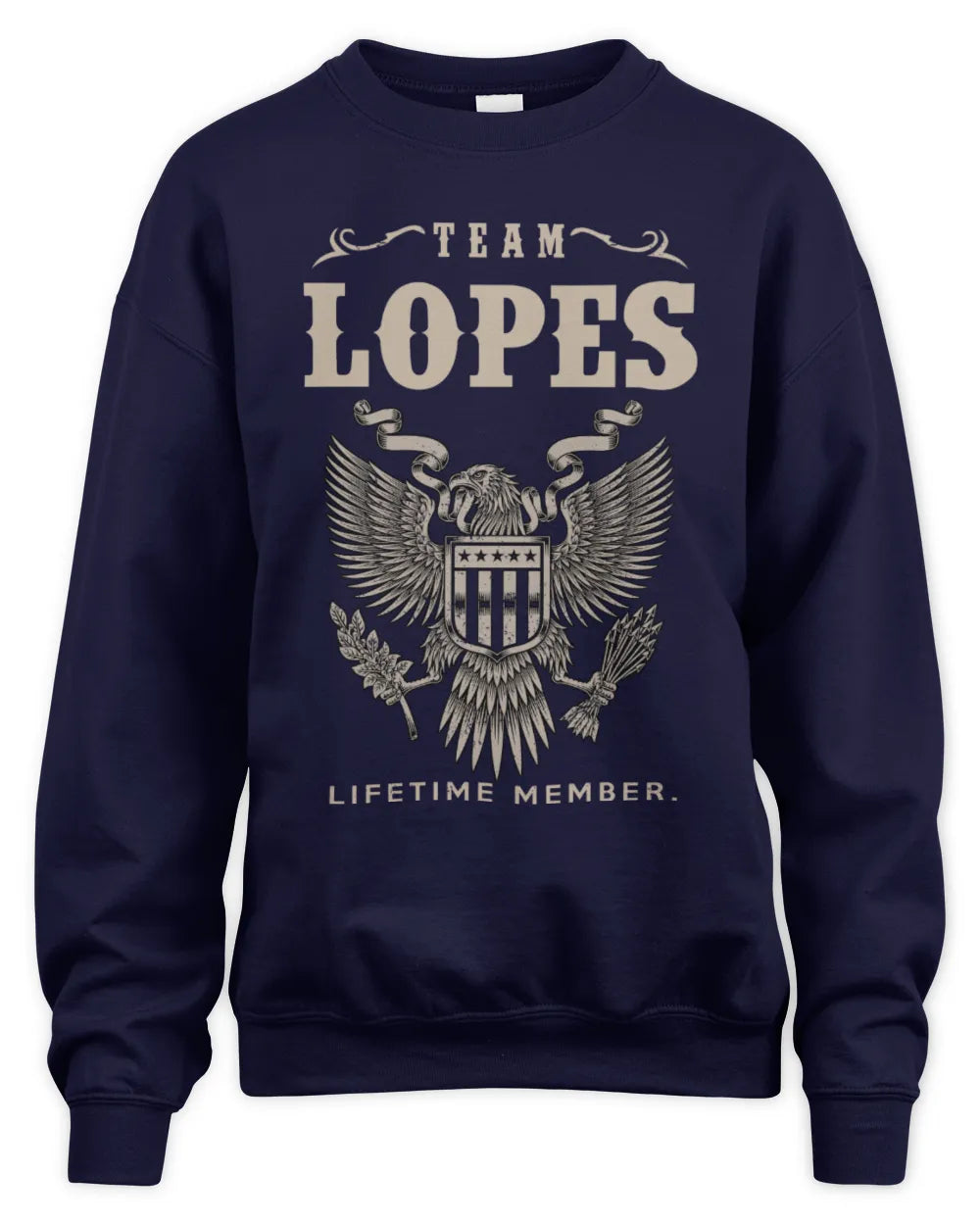 LOPES TP06-K82 – Personalized Classic Style Apparel “Team NAME Lifetime Member” - Unisex Sweatshirt - Navy