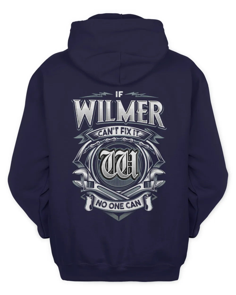 WILMER AP81-K4-626 - Personalized Ahmed Quote Apparel “If Ahmed Can't Fix It, No One Can” - Unisex Hoodie - Navy