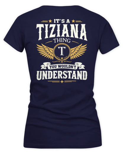 TIZIANA KT06-M008 It’s a [NAME] Thing – You Wouldn’t Understand | Personalized Vintage T-Shirt - Women's V-Neck T-Shirt - Navy