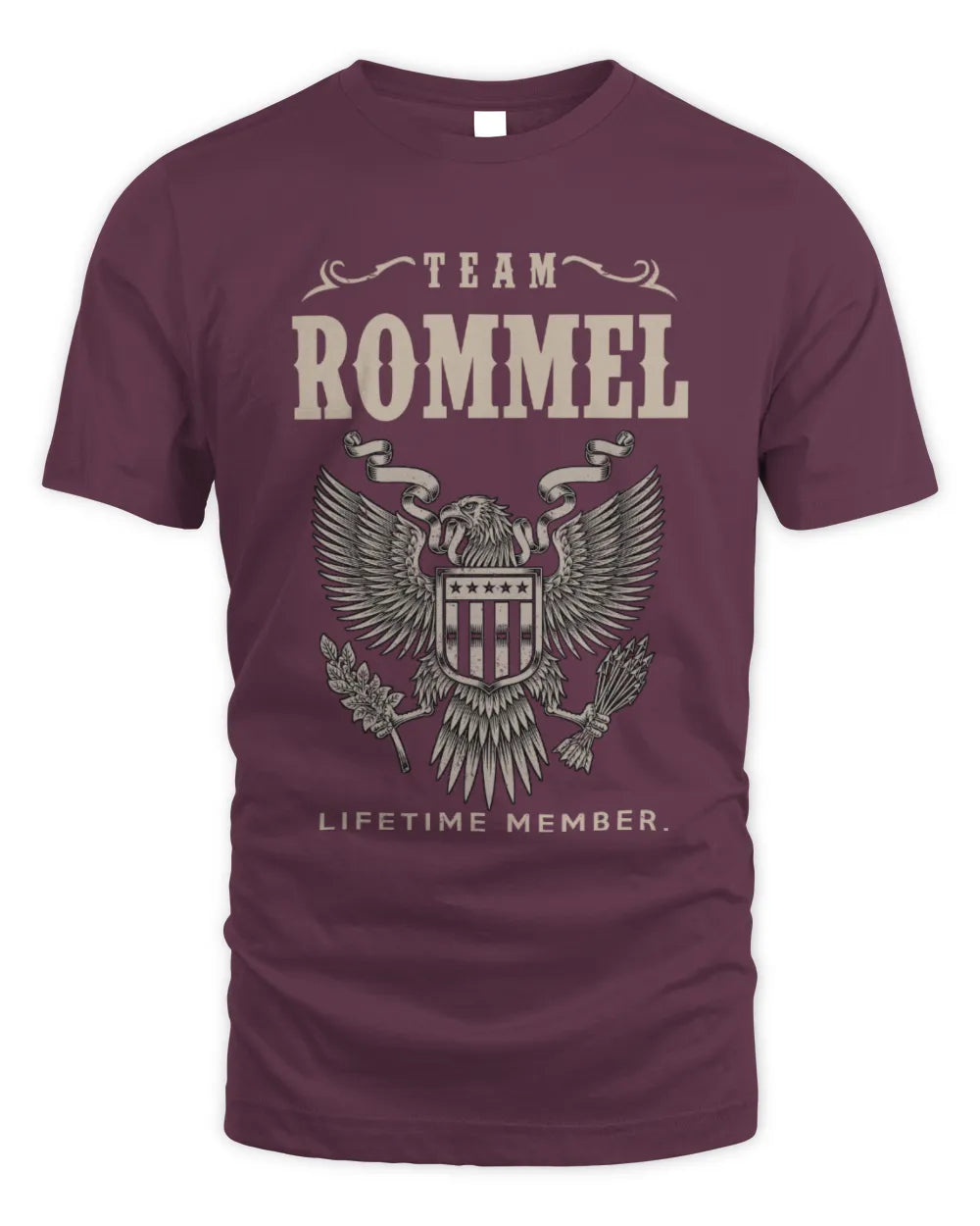 ROMMEL TP06-K82 – Personalized Classic Style Apparel “Team NAME Lifetime Member” - Unisex Standard T-Shirt - Maroon