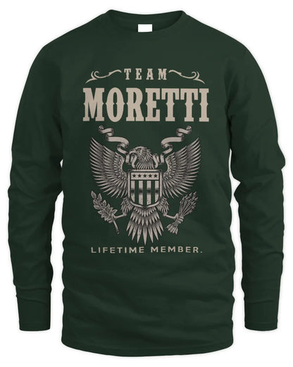 MORETTI TP06-K82 – Personalized Classic Style Apparel “Team NAME Lifetime Member” - Men's Long Sleeved T-Shirt - Forest Green
