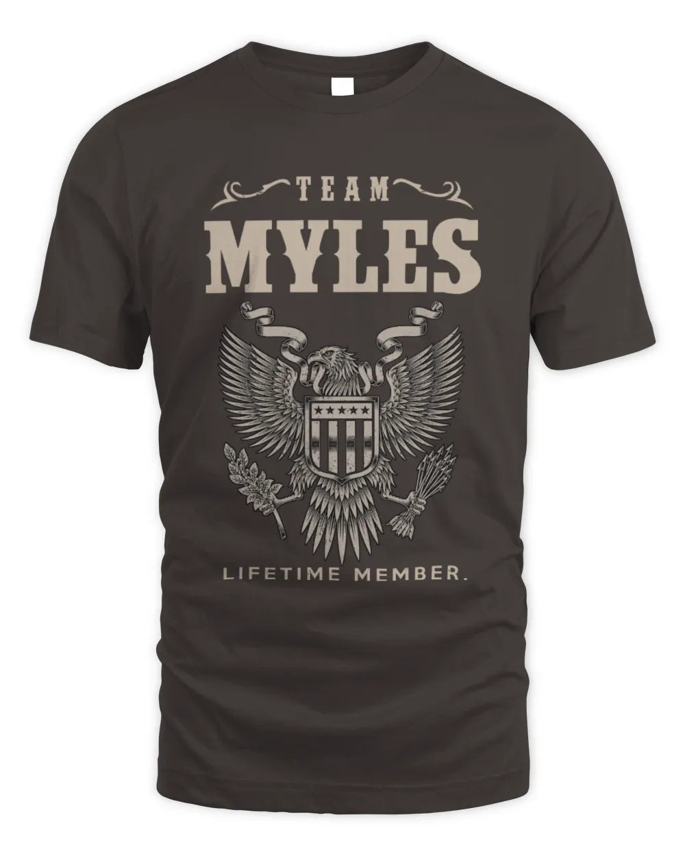 MYLES TP06-K82 – Personalized Classic Style Apparel “Team NAME Lifetime Member” - Unisex Standard T-Shirt - Dark Chocolate