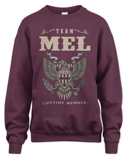 MEL TP06-K82 – Personalized Classic Style Apparel “Team NAME Lifetime Member” - Unisex Sweatshirt - Maroon