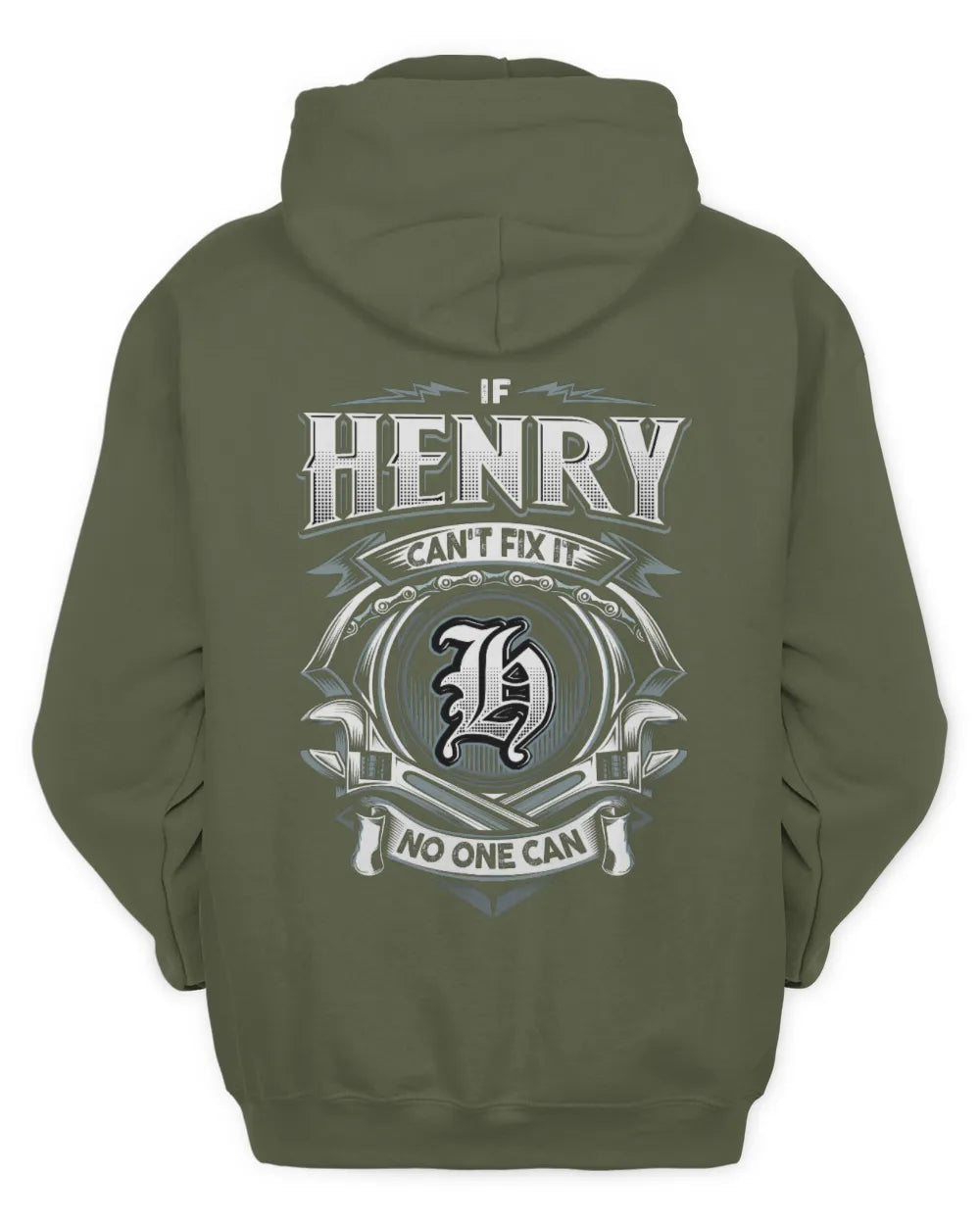 HENRY AP81-K4-626 - Personalized Ahmed Quote Apparel “If Ahmed Can't Fix It, No One Can” - Unisex Hoodie - Military Green