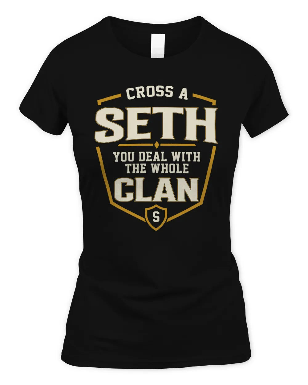 SETH NT1-K008 Cross A/An NAME, You Deal With the Whole Clan | Personalized Vintage T-Shirt - Women's Standard T-Shirt - Black